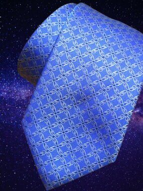 $590 New BRIONI Handmade Blue Silver Logo Geometric Silk Tie Made in Italy Gift
